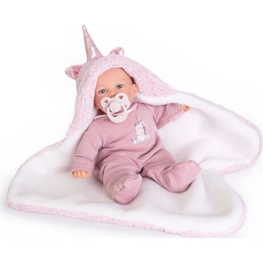 Antonio Juan 12238 Petit realisztikus baba hangokkal és puha textil testtel 27 cm