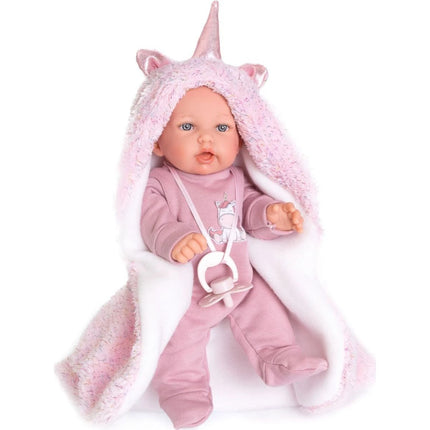 Antonio Juan 12238 Petit realisztikus baba hangokkal és puha textil testtel 27 cm